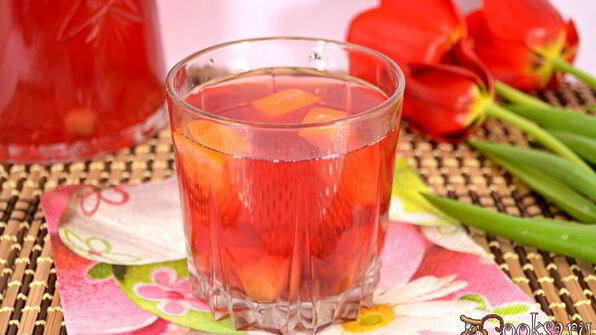 вишневый компот с ягодами йошты и апельсином