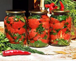 Красные помидоры по-корейски на зиму
