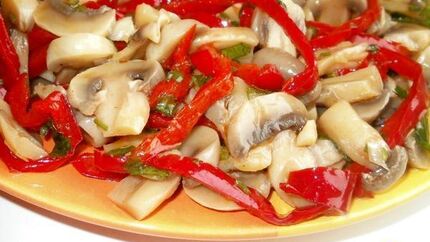 Маринованные шампиньоны со сладким перцем