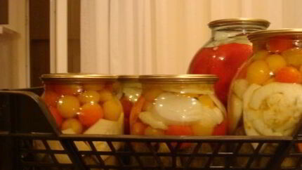 Патиссоны, консервированные с помидорами