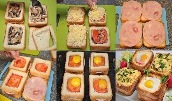 Бутерброды с ветчиной и яйцом к завтраку
