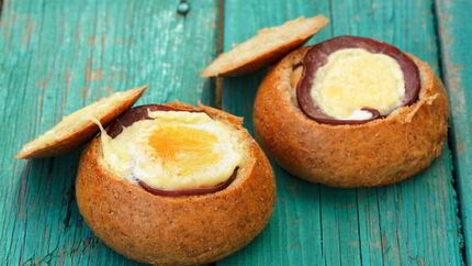 Запеченные бутерброды с яйцом и ветчиной