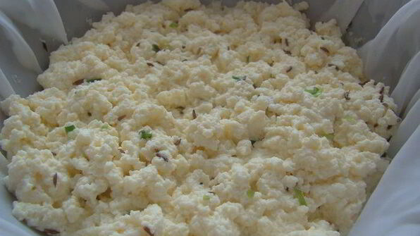 домашний яичный сыр с зеленью