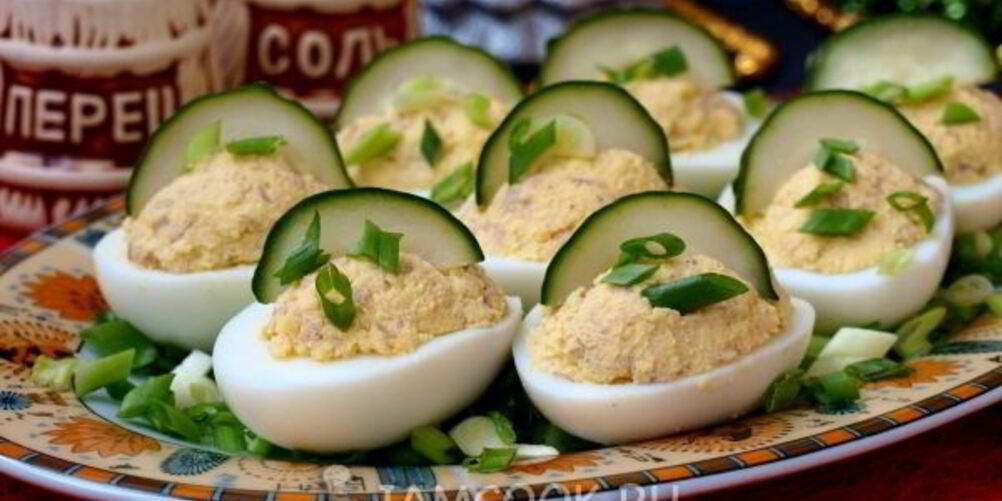 Рецепт яиц, фаршированных печенью трески