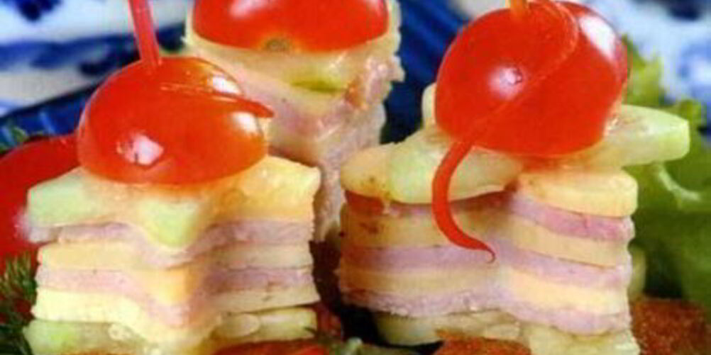 Рецепт канапе с ветчиной и сыром