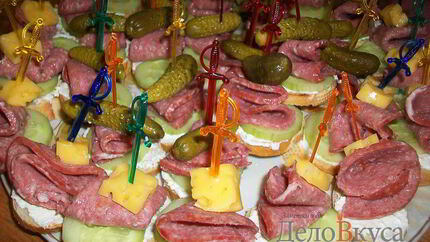 Канапе с закуской из творога