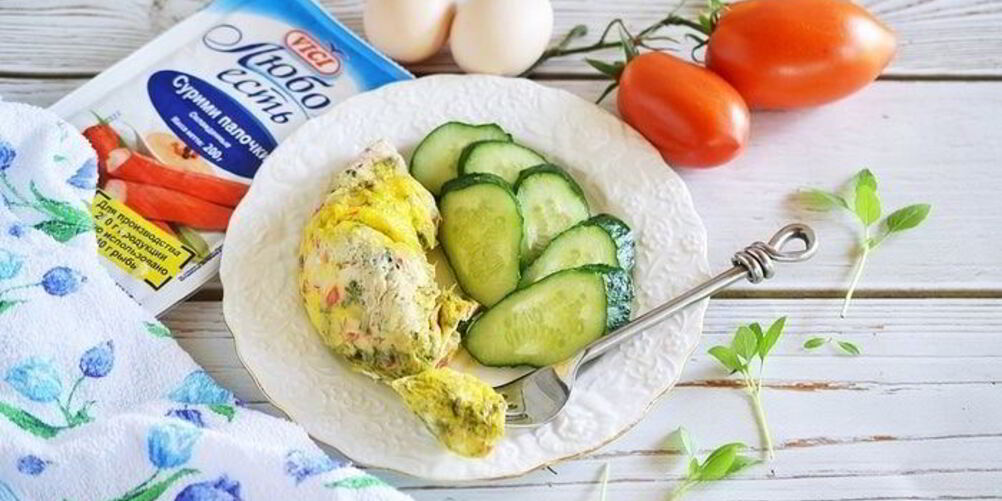 Рецепт крабового омлета в пакете