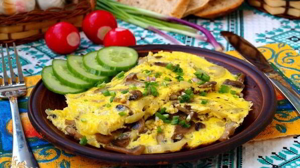 омлет с шампиньонами