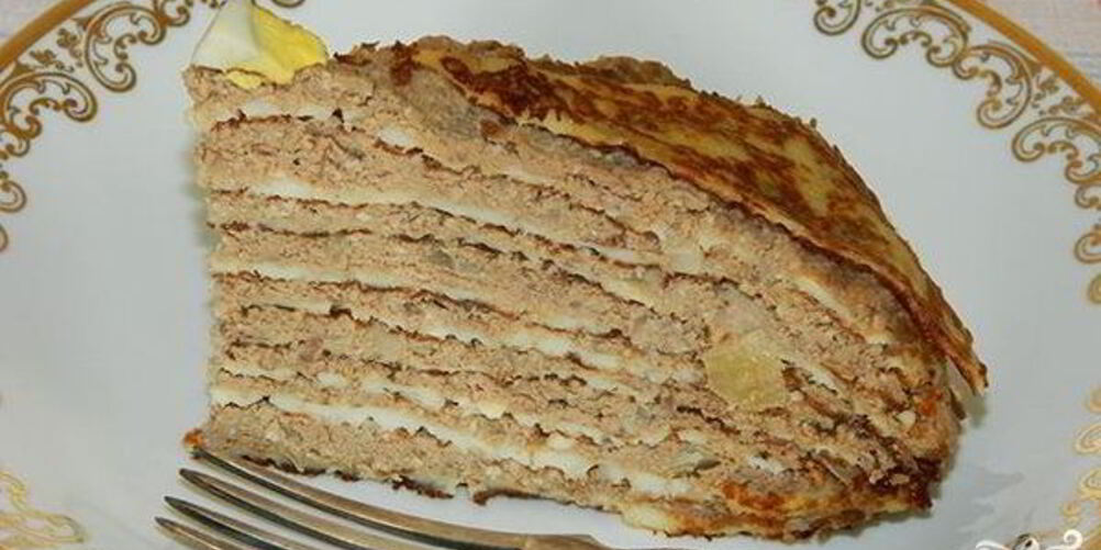 Рецепт блинного торта с печенью