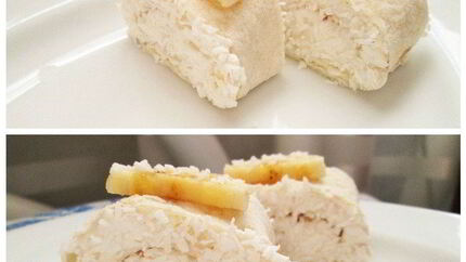 Творожные роллы с бананами в кокосовой стружке