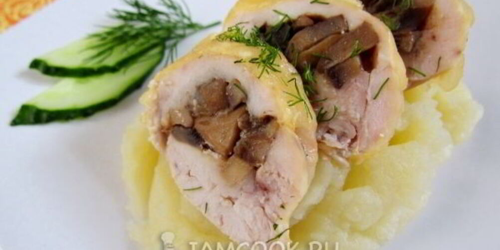 Рецепт куриных рулетиков с грибами