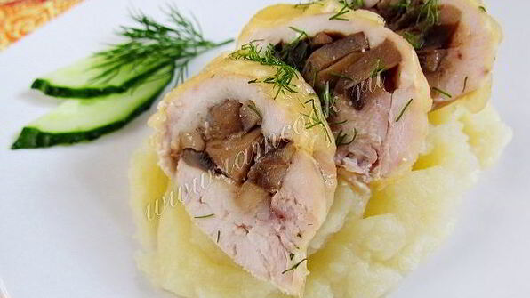 куриные рулетики с грибами