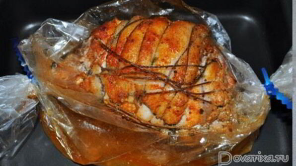 рулет из свиной брюшины с горчицей и хреном