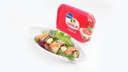 Рулетики из баклажанов с сырно-ореховой начинкой