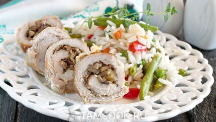 Свиные рулетики с грибами