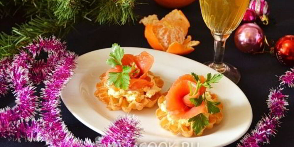 Рецепт новогодних тарталеток с семгой