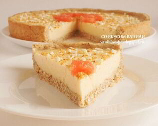 Миндальный тарт с грейпфрутовым кремом, белым шоколадом и маскарпоне