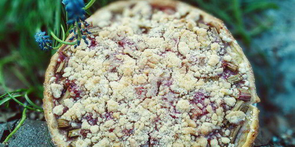 Рецепт ревеневого тарта с ванильным пудингом и штройзелем