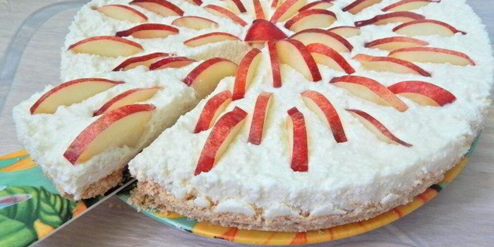 Рецепт тарта без выпечки с творогом и нектаринами