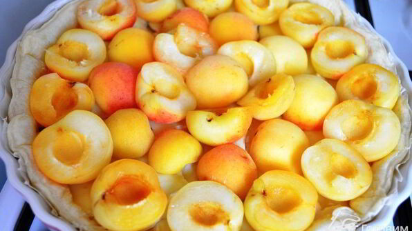 тарт с камамбером и абрикосами