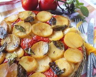 Тарт с картофелем, сыром и помидорами