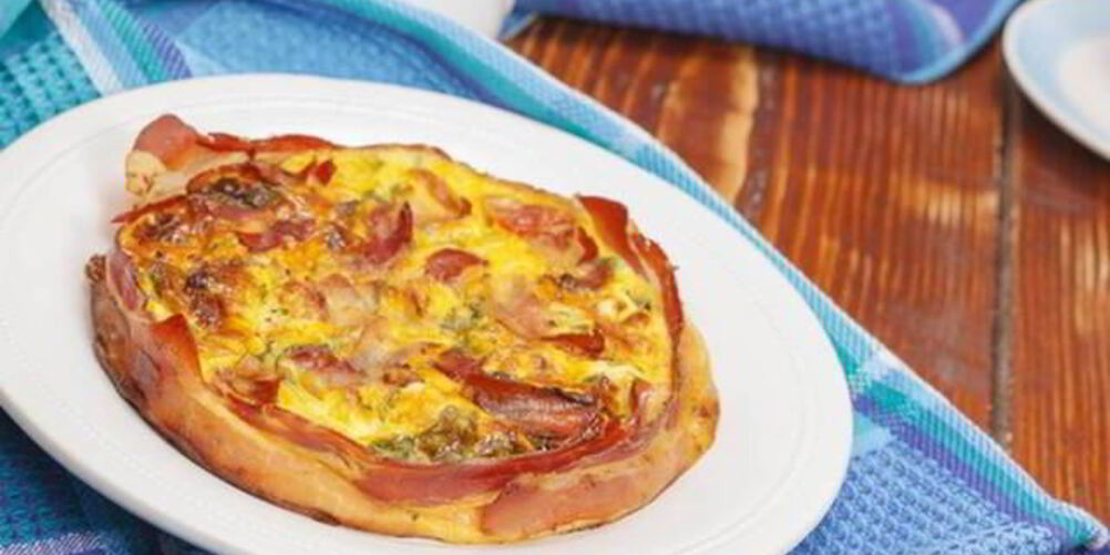 Рецепт тарта татен с грибами, зеленой фасолью и беконом