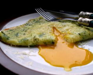 Яичница в шпинатных блинчиках
