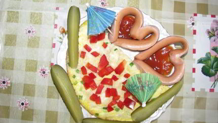 Завтрак на двоих яичница сердечком