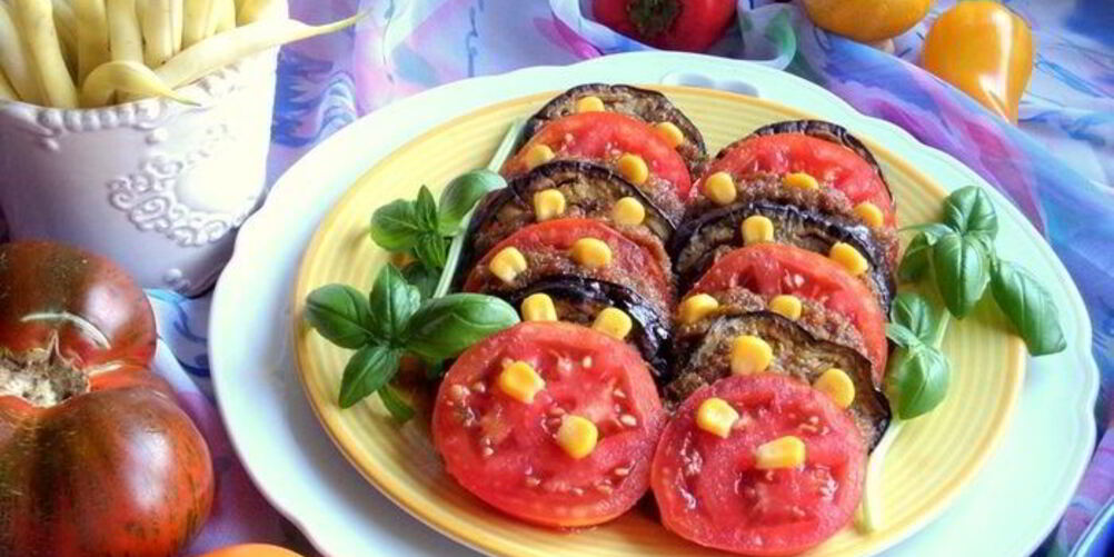 Рецепт закуски из баклажанов с помидорами