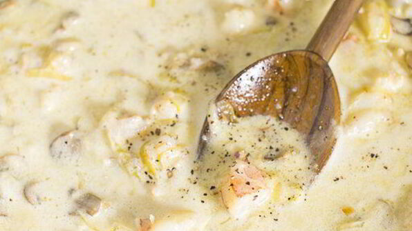 слоеные сердечки с жюльеном из креветок